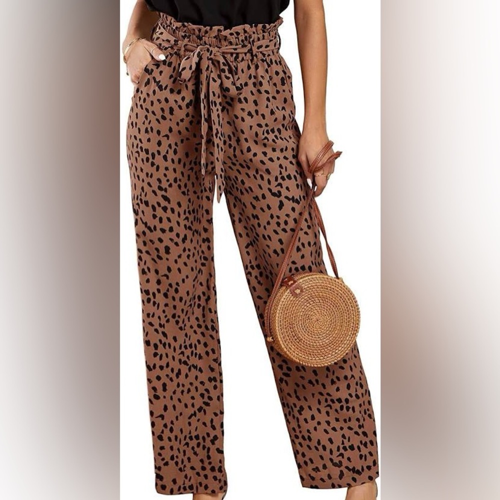 NEW! SOHO APPAREL HIGH WASIT WIDE LEG CHEETAH PRINT PANT